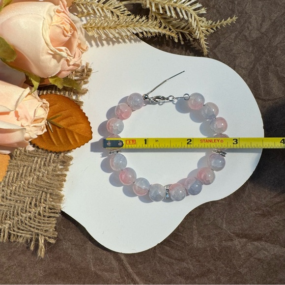 Blush Pink and Blue Beaded Bracelet - Picture 5 of 5